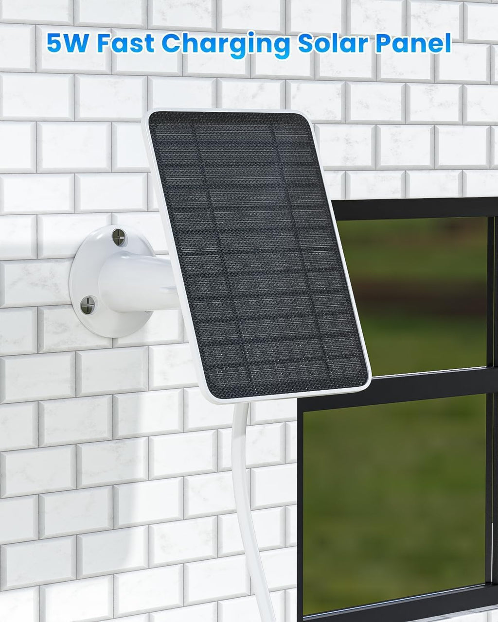 5W Solar Panel for Ring Camera, Solar Panel Charger Compatible with Ring Spotlight Plus/Pro Stick Up Outdoor Cam Battery, 10ft Cable with USB-C to Barrel Plug Adapter & Micro-USB Adapter, 2 Pack