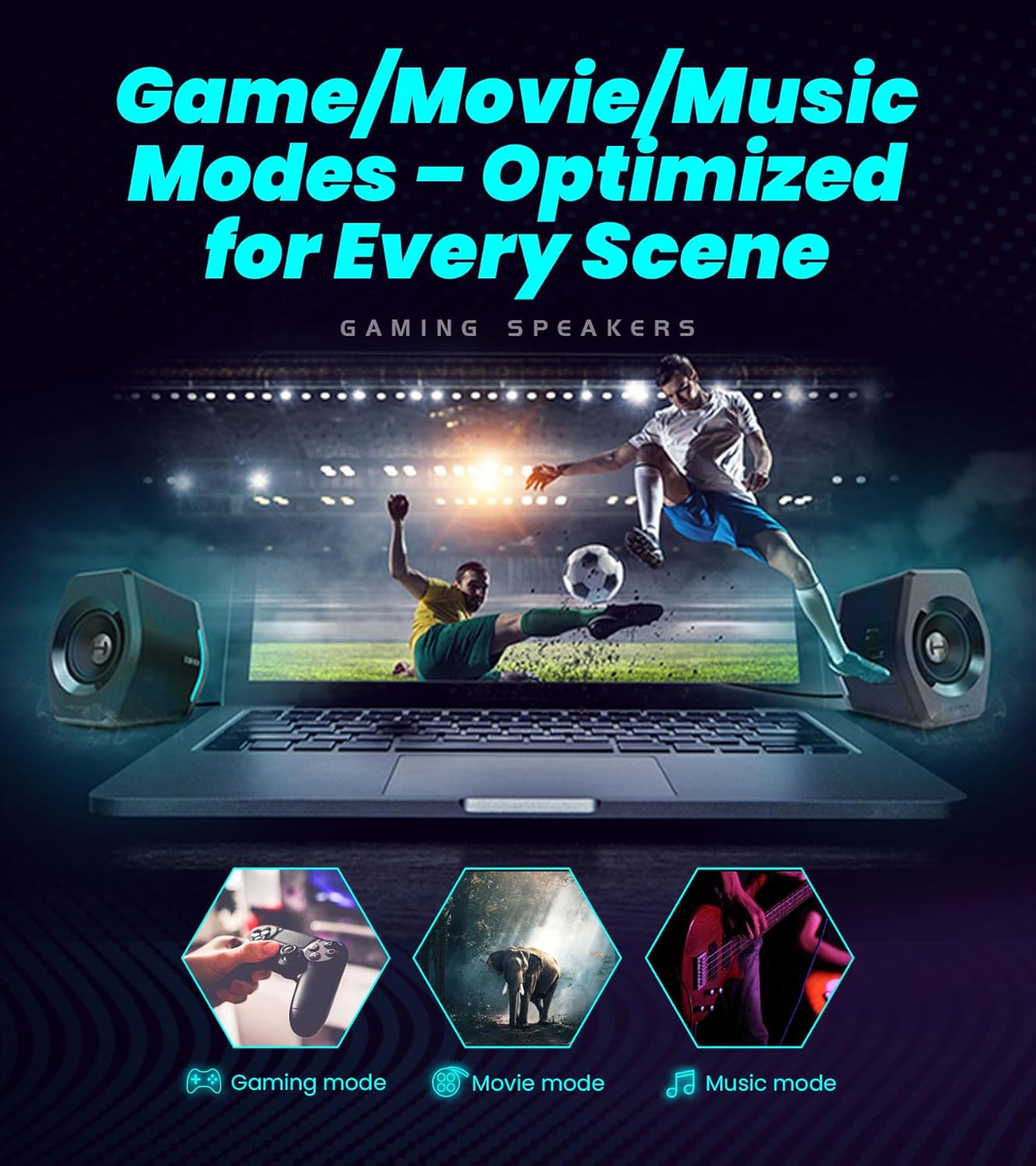 Edifier Hecate RGB Gaming Speakers, 32W Peak Power, Bluetooth 5.1, Game/Movie/Music Modes, 12 RGB Lighting Effects, Compact Design for PC/PS4/Desktop - Red