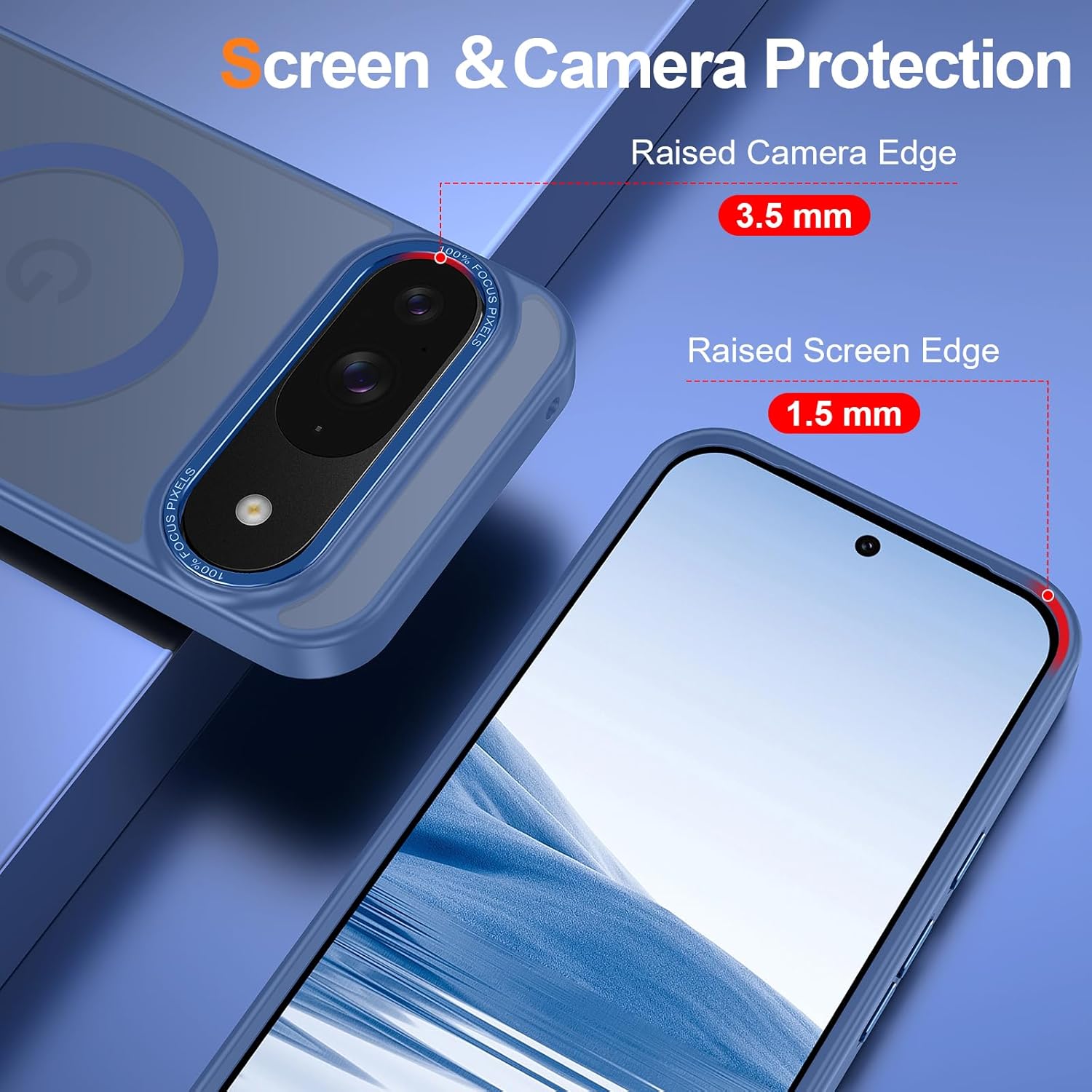 Magnetic for Google Pixel 9/Pixel 9 Pro Case, [Military Grade Drop Protection] [Compatible with MagSafe] Shockproof Slim Translucent Matte Anti-Slip for Women Girls Men Case, Blue