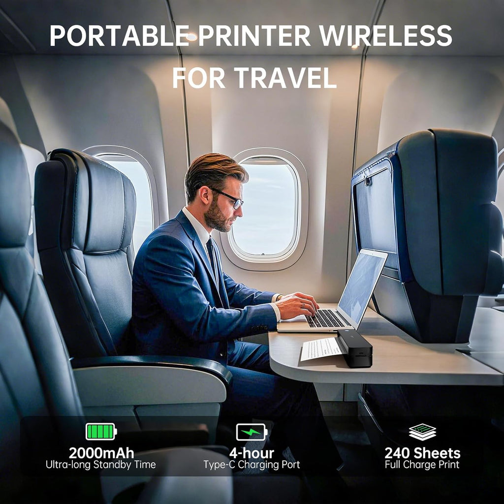iDPRT MT610 Portable Thermal Printer, Mobile-Travel-Printers, Inkless-Wireless-Small-Printer for Home Use, Office, Vehicles, Bluetooth Printers Supports 8.5" x 11" US Letter & A4 & A5 Size