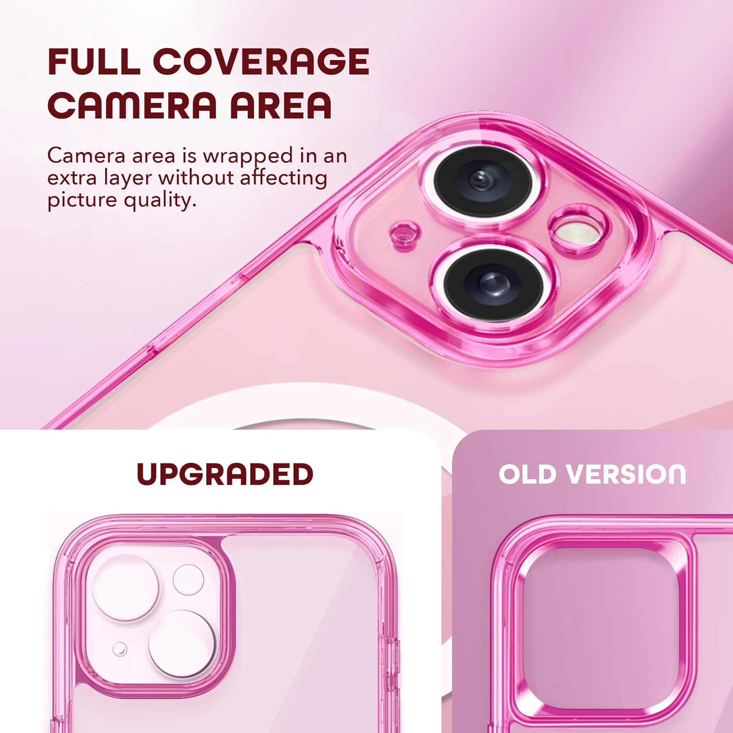 Magnetic for iPhone 15 Case, Compatible with MagSafe, Built-in Privacy Screen Protector and Camera Protection, Anti Spy Full Body Dustproof Shockproof Hard Phone Case 6.1", Fluorescent Pink
