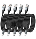 USB Type C Cable Fast Charging, 5 Pack[3/6/6/10/10FT] Braided C Charger Cables Compatible with iPhone 16/15, Samsung Galaxy S10 S9 S8 Plus, Note 10 9 8, LG V50 V40 G8 G7(Grey)