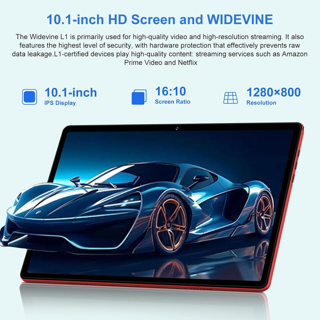 Android 14 Tablet 10 Inch Tablets, 20GB+128GB/1TB Expandable, Tablets with Octa-Core, WiFi 6, Dual Camera, BT 5.0, 6000mAh Battery, HD IPS Display, Widevine L1, Tablet with Keyboard Mouse - Red