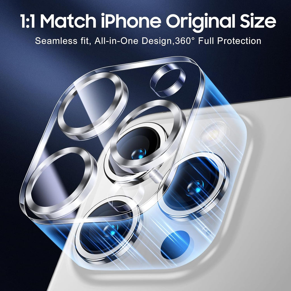 UniqueMe Compatible for 3 Pack iPhone 15 Pro/iPhone 15 Pro Max Camera Lens Protector, [Drop Protection][Case Friendly] 9H Tempered Glass Camera Cover Screen [2023 New Version]- White