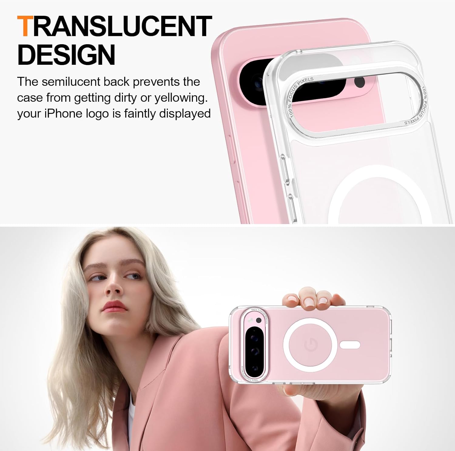 Magnetic for Google Pixel 9 Pro XL Case, [Military Grade Drop Protection] [Compatible with MagSafe] Shockproof Slim Translucent Matte Anti-Slip for Women Girls Men Case, Clear