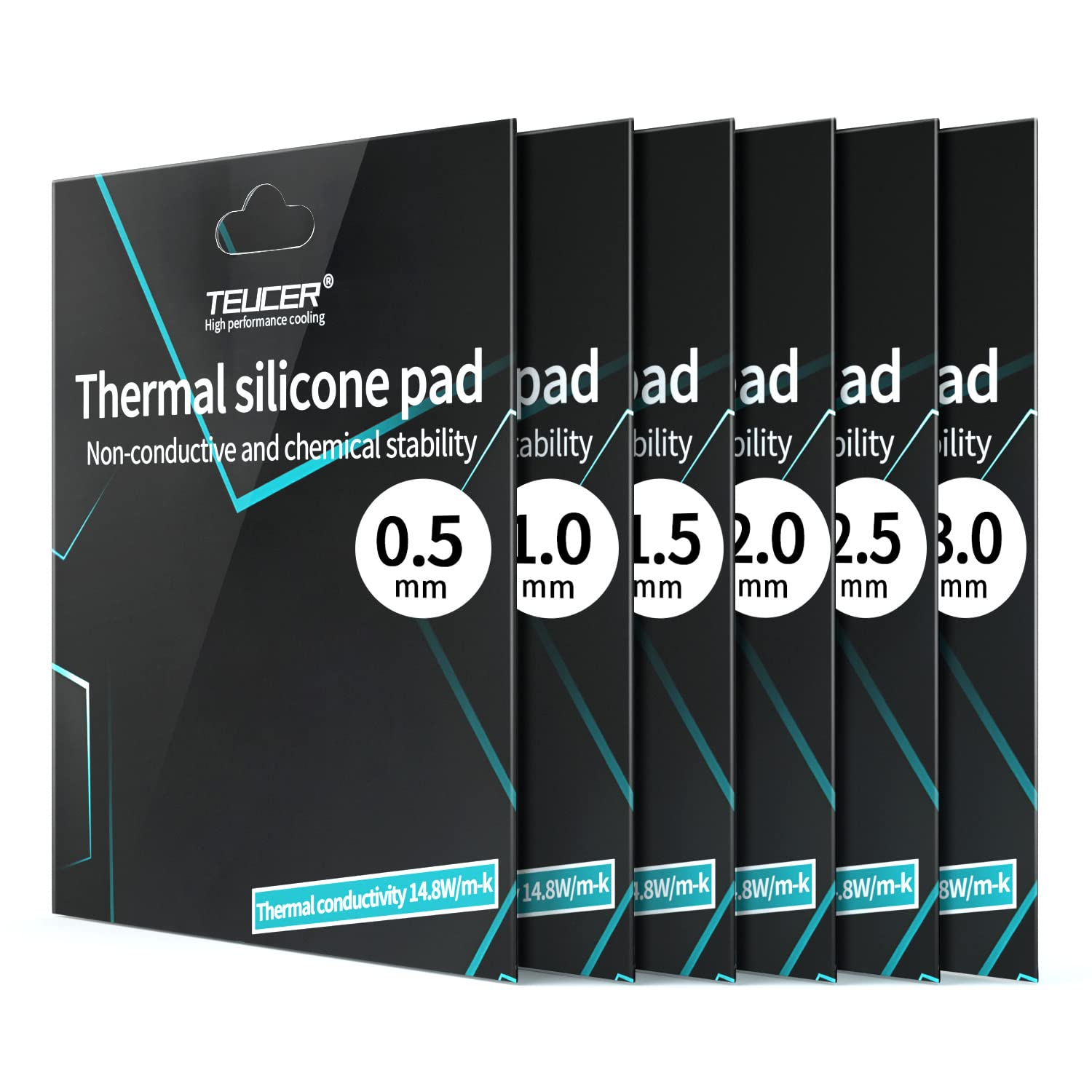 Thermal Pad 14.8 W/mK, 120x120x3mm, Non Conductive Heat Resistance High Temperature Resistance, Silicone Thermal Pads for Laptop Heatsink GPU CPU LED Cooler (3mm)