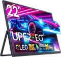 UPERFECT 22" QLED 2K Portable Monitor w/VESA & 180° Adjustable Stand, 2560×1440 QHD FreeSync IPS HDR Gaming Display, USB-C HDMI Travel Second Monitor for Laptop, Switch, Phone