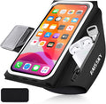 Arm Band for Phone for Running with Earphone Bag, Cell Phone Holder Case for iPhone 16 15 14 13 12 11 Pro Max Galaxy S21-S24 Ultra Waterproof Armband with Car Home Key