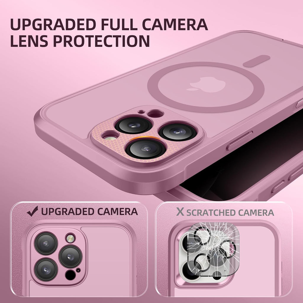 BERFY Magnetic for iPhone 16 Pro Case, Compatible with MagSafe, Built-in Privacy Screen Protector and Upgraded Camera Protection, Anti-Spy Full Body Shockproof Phone Case for 16 Pro 6.3",Palevioletred