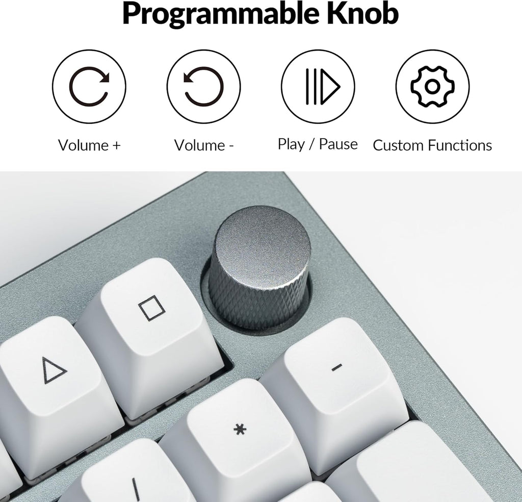 Keychron Q5 Pro QMK/VIA Wireless Custom Mechanical Keyboard, 96% Layout with Programmable Knob, KSA Double-Shot PBT Keycaps with Hot-swappable K Pro Brown Switch for Mac Windows Linux - Gray