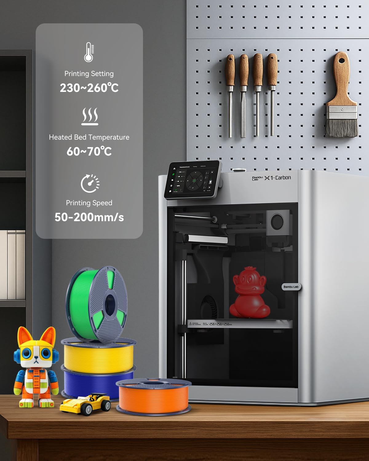 SUNLU Large Spool 3KG PETG Filament, 3D Printer Filament PETG 1.75mm, Less Stringing Good Layer Adhesion High Toughness, Big Roll Filament, 3kg Spool(6.6 lbs), Red