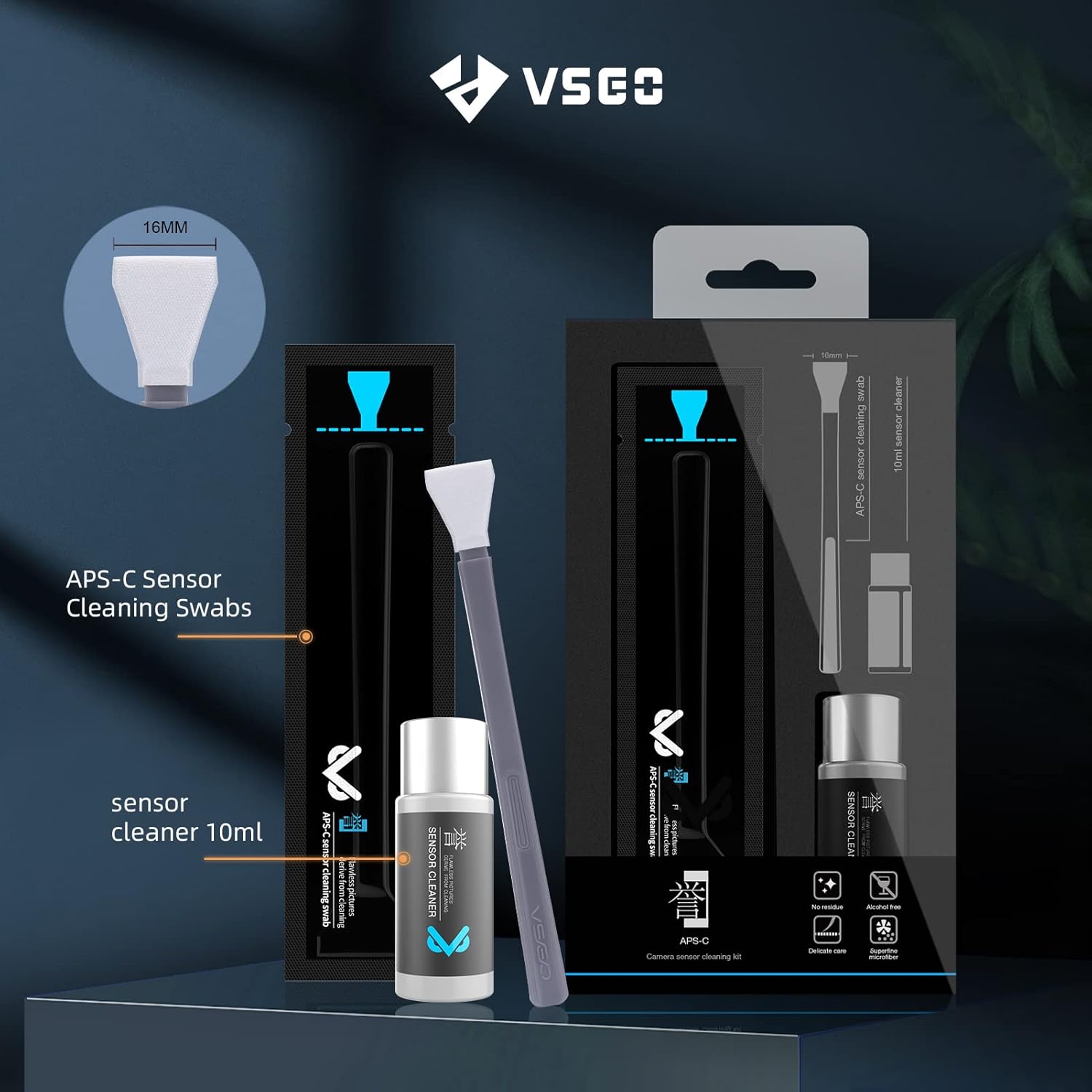 VSGO VS-S02-E APS-C Digital Camera Sensor Cleaning Kit Clean Swab × 10 with Sensor Cleaner Solution for Nikon Canon DSLR Cleaning