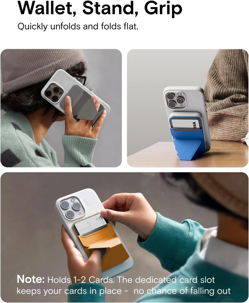 MOFT Magnetic Wallet Stand Compatible with iPhone 16/15/14/13/12 Series, Angle Adjustment & Magsafe Compatible MOVAS Phone Stand,Peppermint