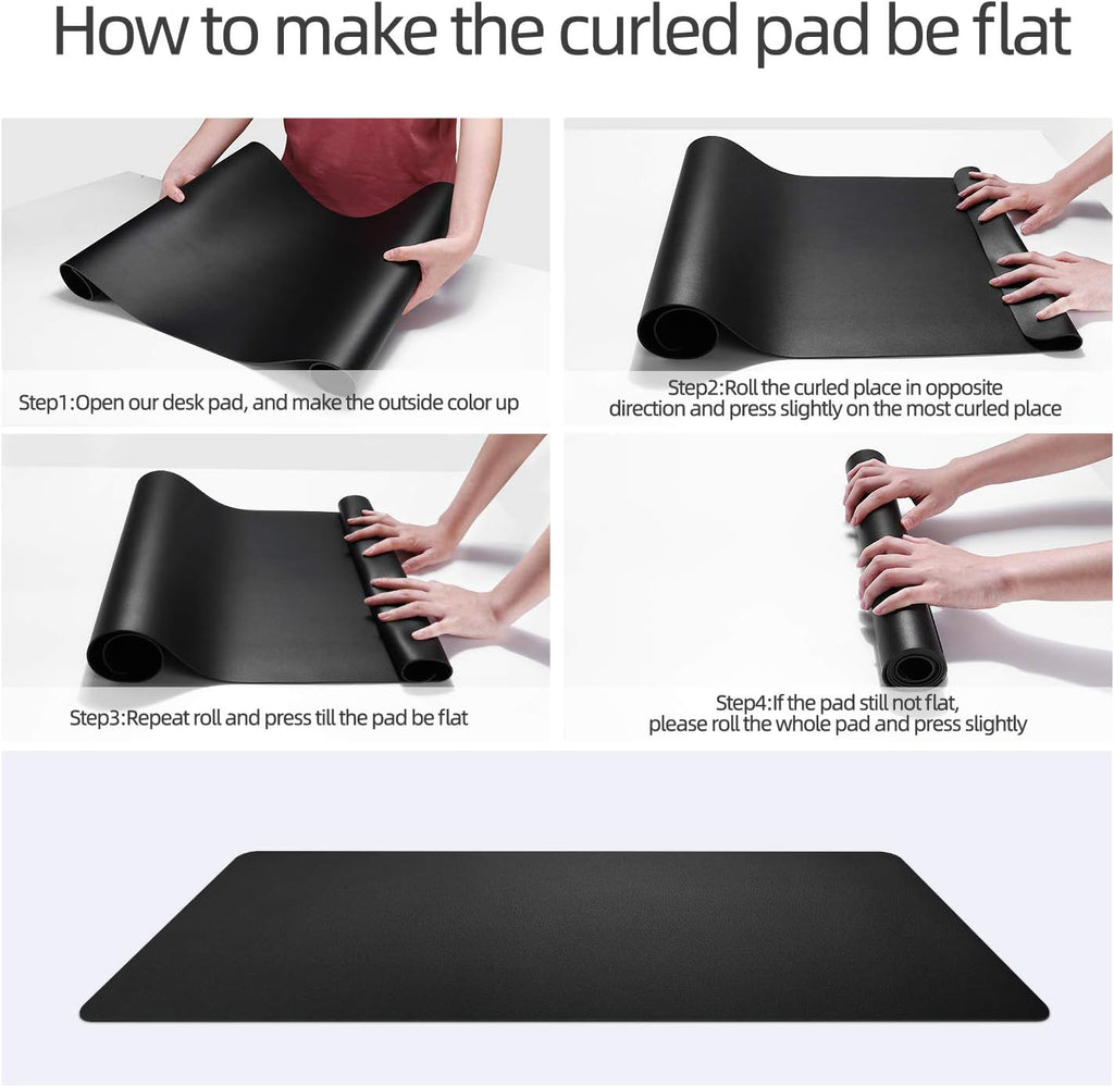 YSAGi Desk Pad, Desk Mat, 31.5" x 15.7" Laptop Leather Desk Pad Protector, Large Leather Desk Blotter for Keyboard and Mouse, Waterproof Desk Writing Pad for Office and Home (31.5" x 15.7", Black)