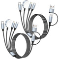 Travel Essentials 4 in 2 Multi Charging Cable for iWatch Charger(2Pack 5FT),USB A/USB C Multiple Charger Cable/Cord for All Devices Compatible for iWatch Ultra/SE/10-1,iPhone 16-11, Android,More