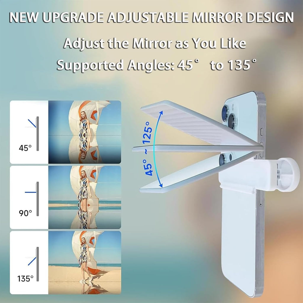 2025 New Upgrade Adjustable Smartphone Camera Mirror Reflection Clip Kit for iPhone & All Phones, Mirror Effect Lens - HD Glass Phone Shooting Reflection Mirror for Outdoor Travel Photography (Black)