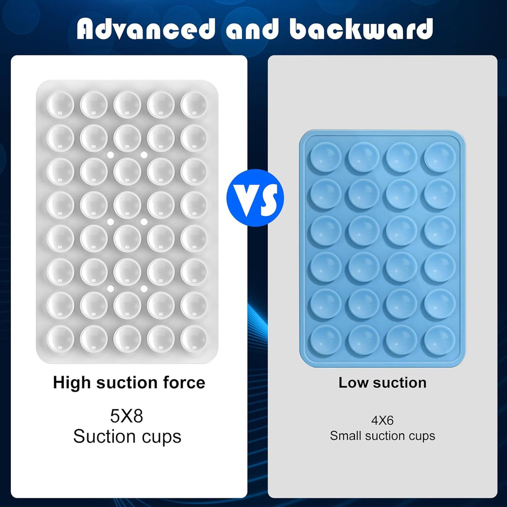 2PACK Silicone Double Sided Suction Phone Case Mount, Detachable Hands Free & Strong Grip Holder for Selfies & Videos, Compatible iPhone Android (White, 2Pack 40 Suction Cups)