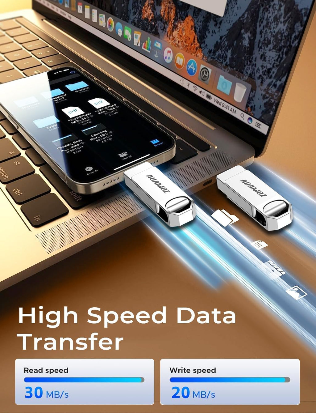 256GB Flash Drive Intended for iPhone, Memory Stick Storage Files Photos Videos Backup, Compatible with iPhone iPad Android PC, Plug and Play, No Application Required (Metal Silver)