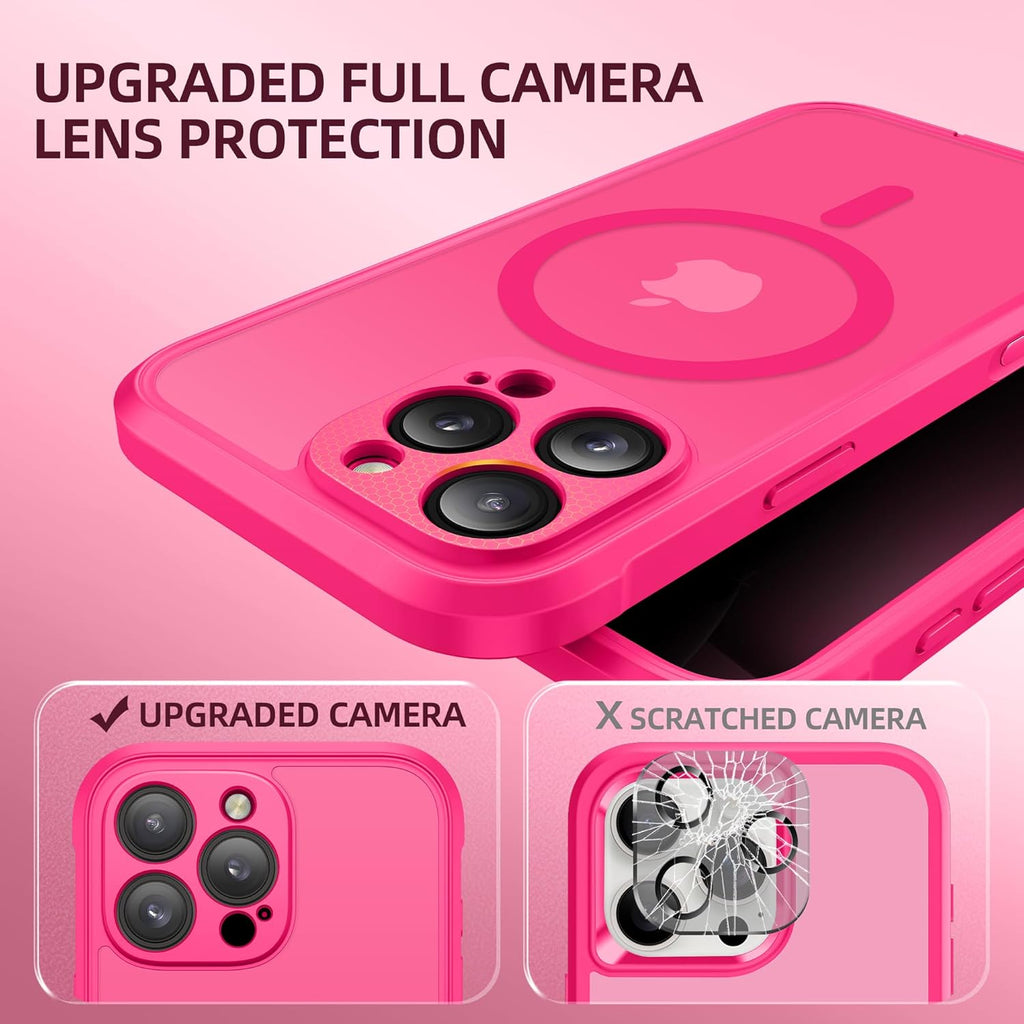BERFY Magnetic for iPhone 16 Pro Case, Compatible with MagSafe, Built-in Privacy Screen Protector and Upgraded Camera Protection, Anti-Spy Full Body Shockproof Phone Case for 16 Pro 6.3", Hot Pink