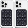 2 Pack Silicone Suction Phone Case Mount, Silicon Adhesive Phone Grip for Smartphones, Hands-Free Mirror Shower Phone Holder for Selfies, Tiktok Videos (Black)