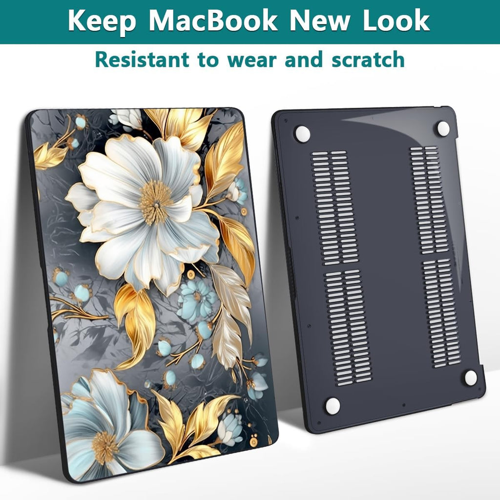Teryeefi Pattern Hard Case Compatible with MacBook Air 13 inch Case 2021-2018 M1 A2337 A2179 A1932 with Retina Display, Plastic Hard Shell + Keyboard Cover + Screen Protector, W-Modern Abstract Art