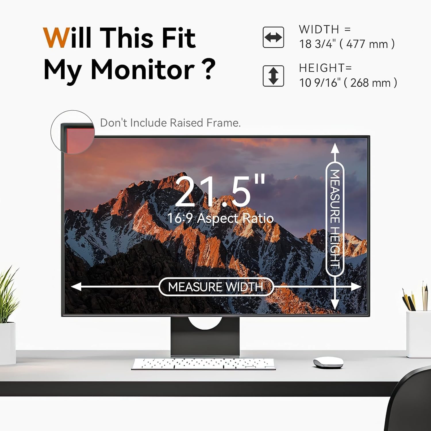 [5-Pack] 21.5 Inch Computer Privacy Screen for 16:9 Widescreen Monitor, Anti Glare Anti-UV Eye Protection Desktop PC LED Monitor Filter, Removable Anti-Scratch Screen Film 21in