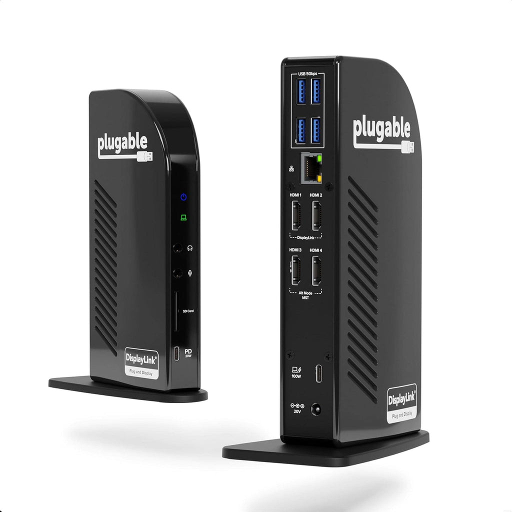 Plugable 14-in-1 USB C Docking Station | 4X HDMI Quad Dock with 100W Charging, HDMI Displays | Compatible with Windows, Thunderbolt (4X USB, 1x USB-C, Ethernet, SD Card, Audio) UD-3900C4