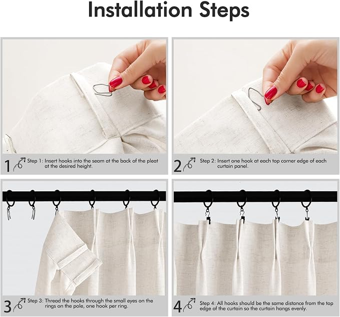 Memory Trained Pinch Pleated Curtains 92 Inches Long, Viral Linen Pinch Pleat - Image 3