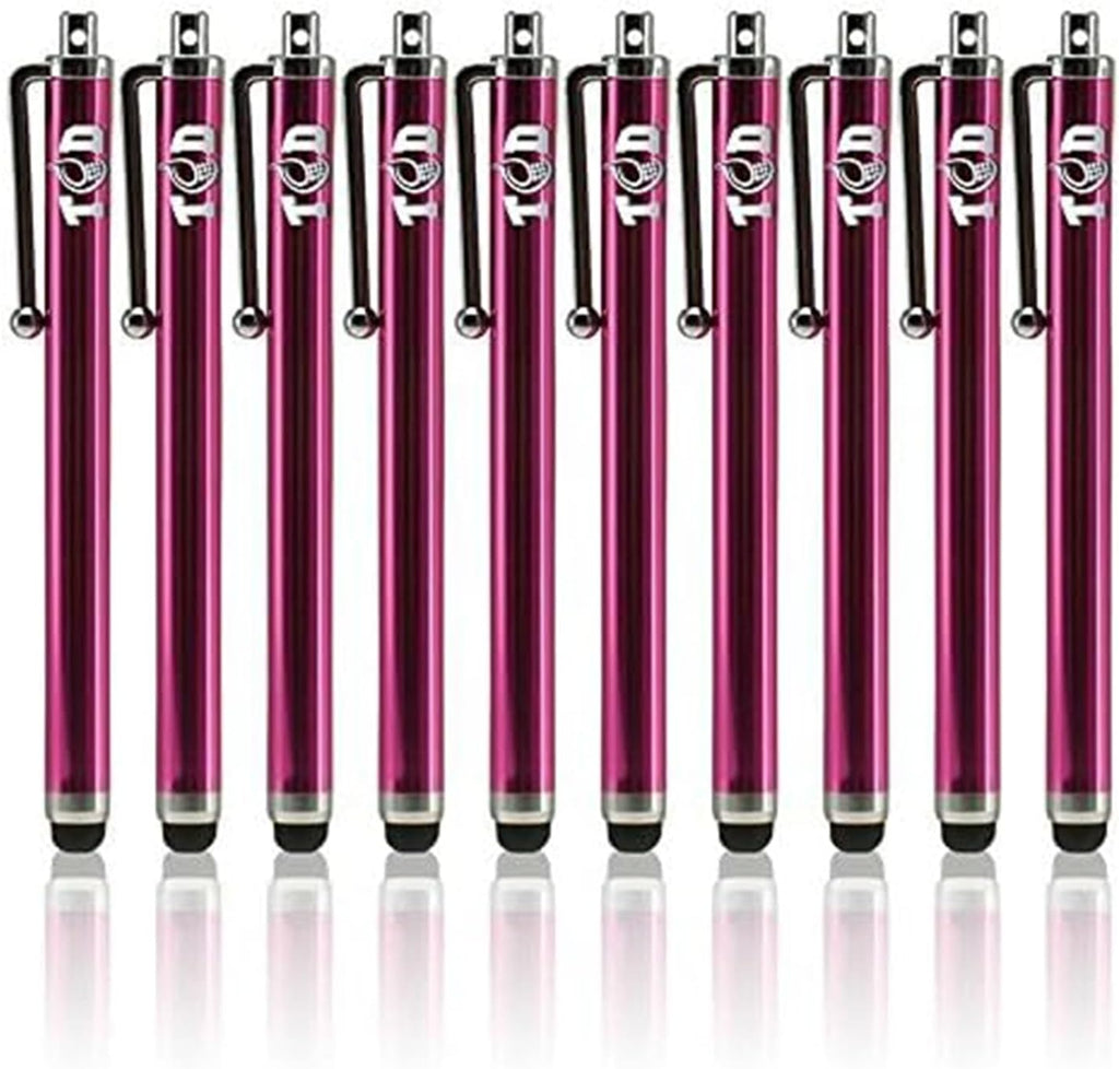 TCD 10 Pack Stylus Pen for Touch Screen, Universal Capacitive Digital Stylus Pen for iPad, iPhone, Tablet, Laptop – Premium Thick Styluses for All Touchscreen Devices with Rubber Tip, Hot Pink