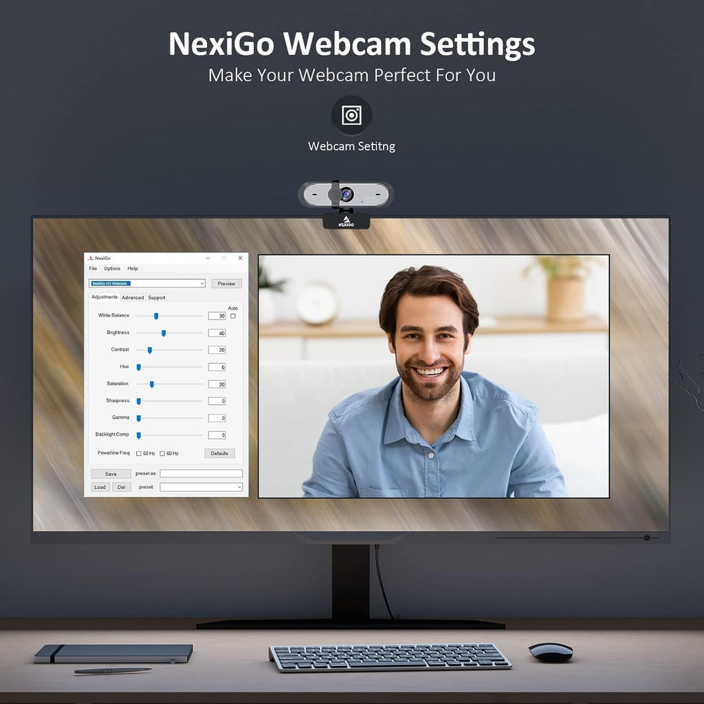 NexiGo N660P (Gen 2) 1080P 60FPS Webcam with Software Control, Dual Microphone & Cover, Autofocus, HD USB Computer Web Camera, for OBS/Gaming/Zoom/Skype/FaceTime/Teams/Twitch