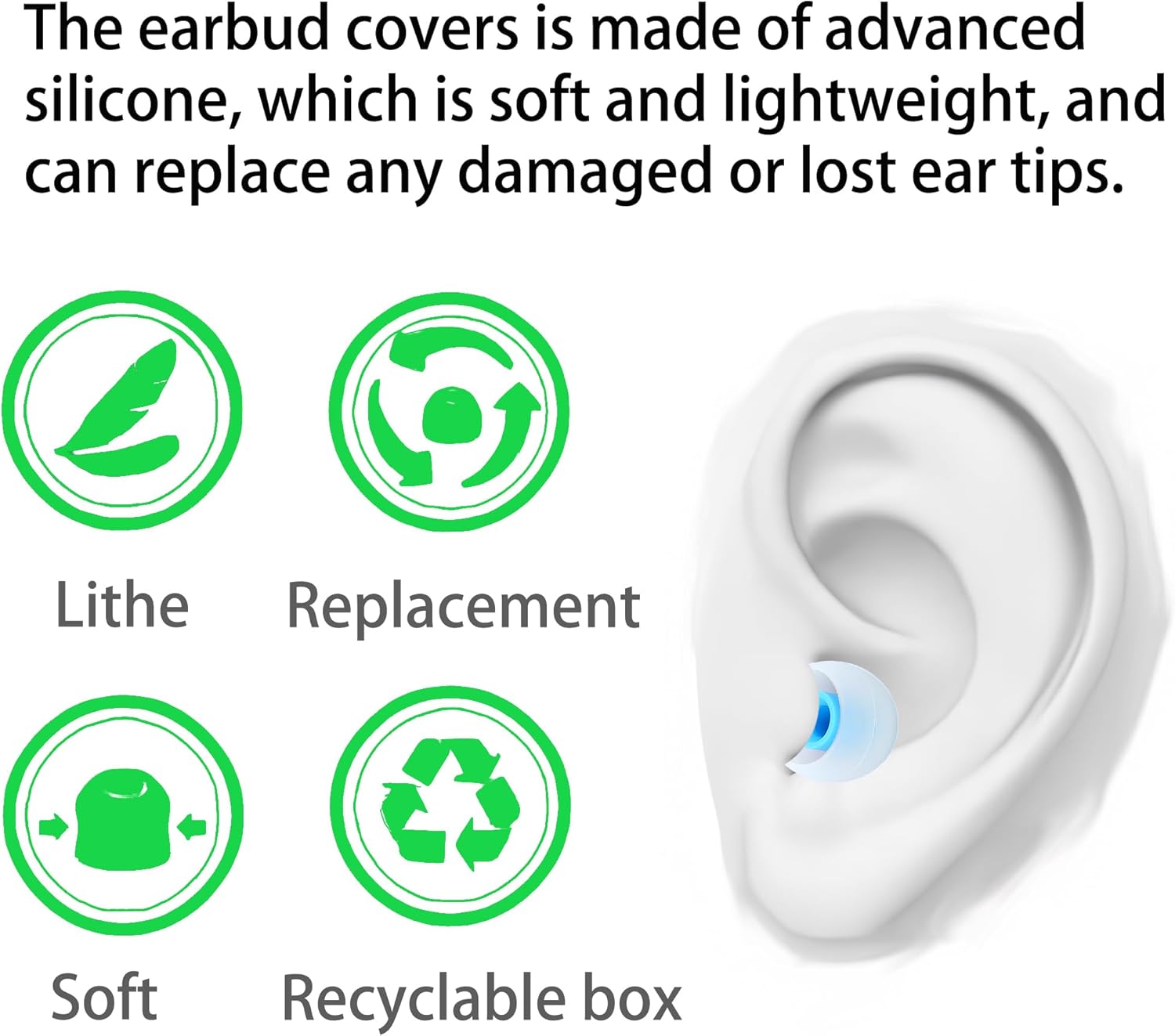 Earbud Replacement Tips Silicone Earbud Tips Ear Tips Fit Most in-Ear Earbuds(Inner Hole 3.8mm -5.1mm) Headphone Earbud Rubber Tips9 Pairs S M L