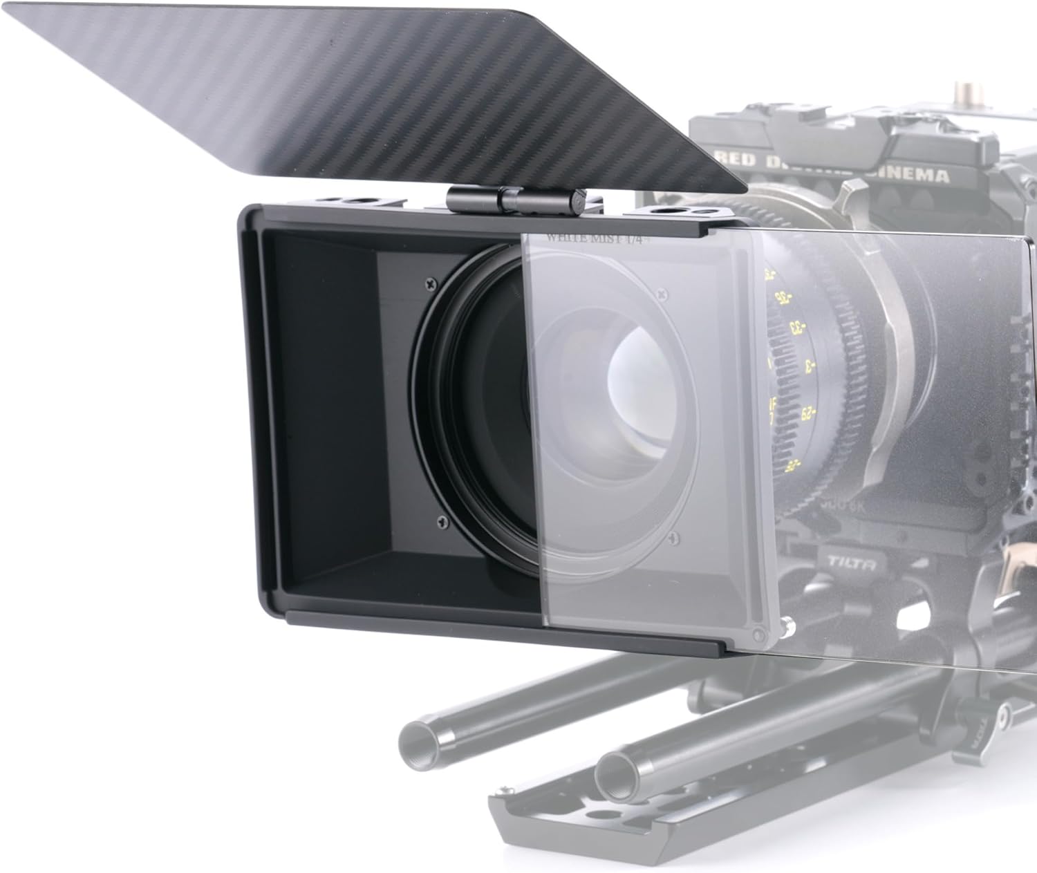 Tilta Mini Matte Box | 15mm Rod Adapter & 4 Lens Adapters | Lightweight | Filter Support | Top Flag | Dual Cold Shoe Mount | Designed for Mirrorless, DSLR | MB-T15