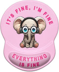 ITNRSIIET Ergonomic Mouse Pad with Gel Wrist Support Small Wrist Rest Smooth Surface Non-Slip PU Base Comfortable Office Supplies Pain Relief, 8.7 x 7.2 inches, Pink Pretty Elephant