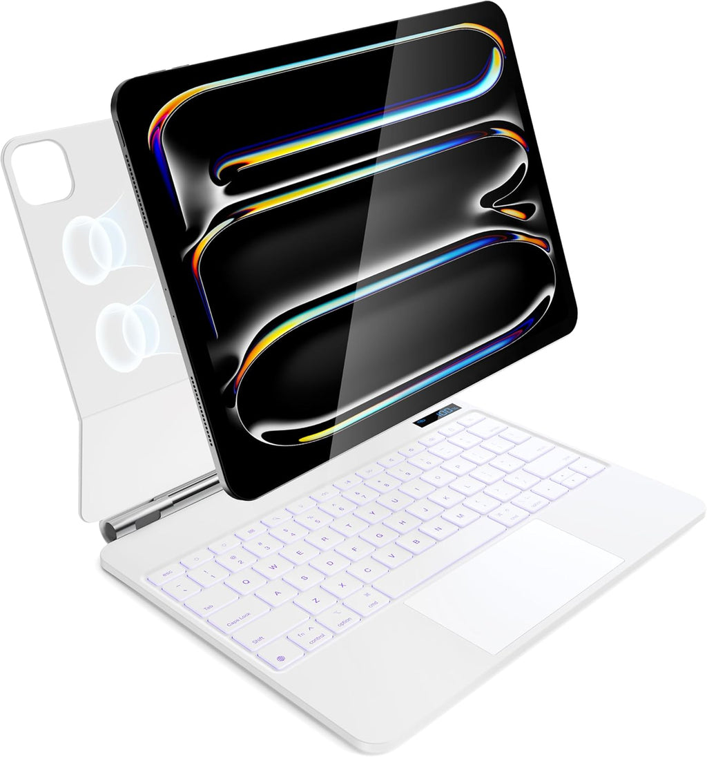 for iPad Pro 13 inch case 2024 with Keyboard M4,Magnetic Attach,Multi-Gesture Trackpad,7-Color Backlit,Shortcut Keys,Auto Sleep/Awake,Magic Keyboard for iPad Pro 13-inch M4 2024,White