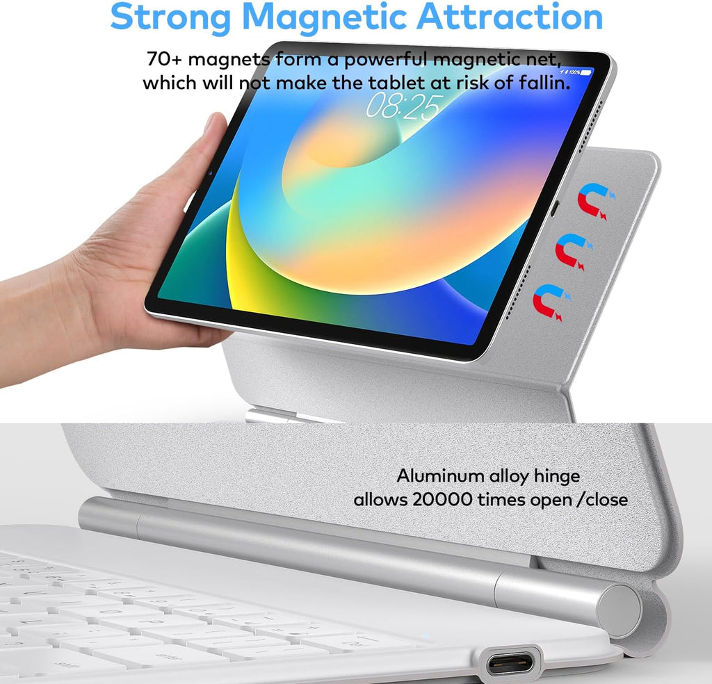 Keyboard Case for iPad 10th Generation 2022 & 11th (A16, 2025) – Magic-Style Keyboard with Multi-Touch Trackpad – Floating Cantilever Stand – Magnetic Case for iPad 10.9 inch 10th / 11th Gen.