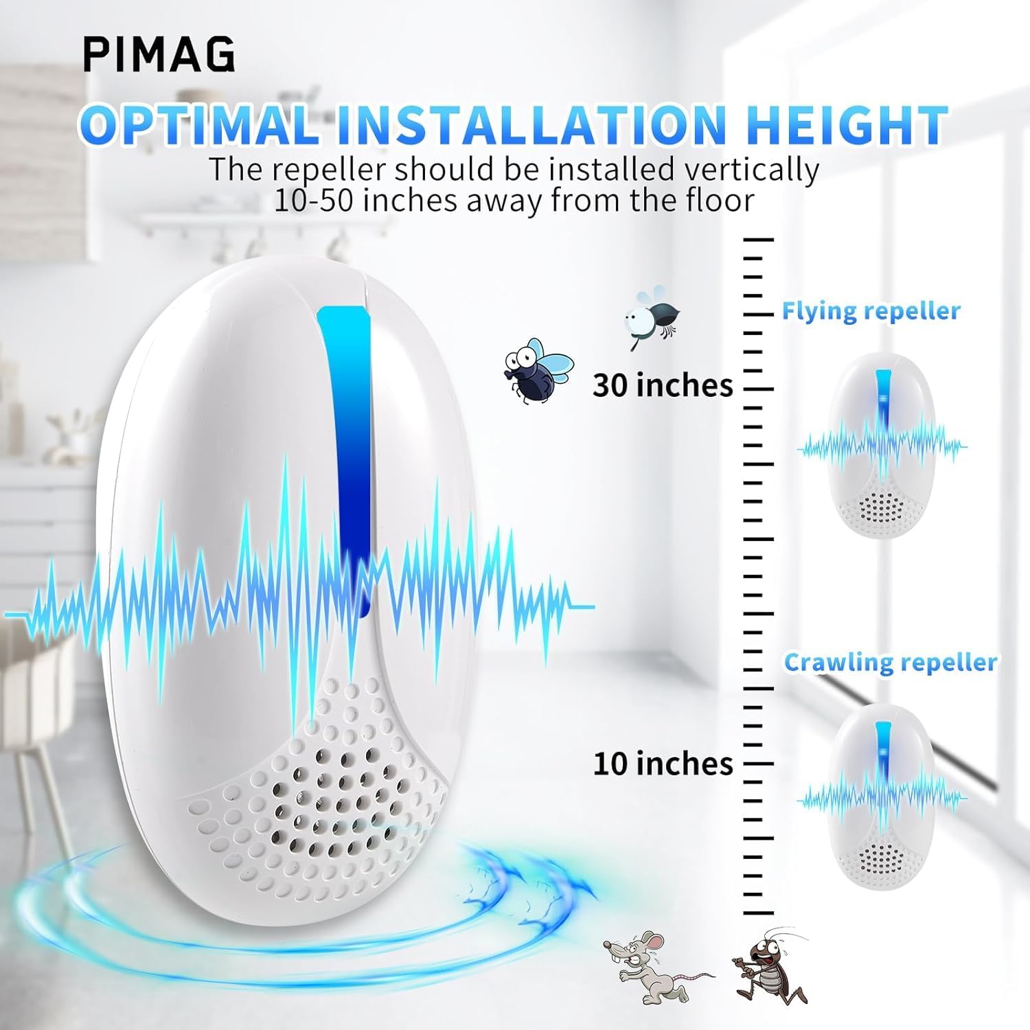 2025 Upgraded Version Ultrasonic Repeller Indoor, Mouse Traps Repellent Plug in, Pest Control, Repellent Roach, Rodent, Mouse, Bugs, Mosquito, Spider, Ant for Home,Kitchen, Office, Warehouse 6 Packs