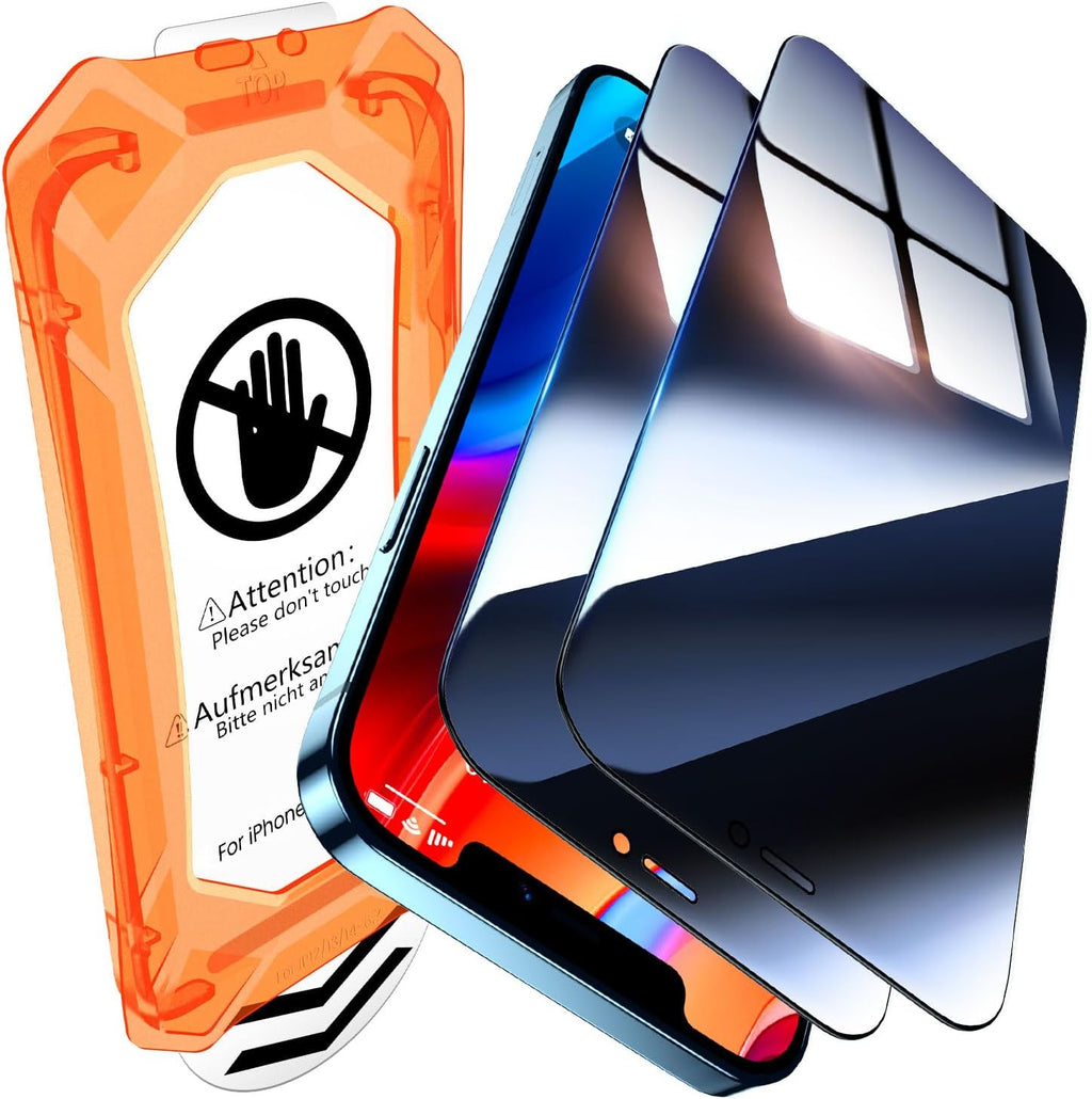 UniqueMe for iPhone 12 Pro Max Privacy Screen Protector - [Military Grade Shatterproof & 9H+ Hardness] Screen Protector 12 Pro Max Tempered Glass Full Coverage Protection, Easy to install, 2 Packs
