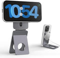 Phone Tripod Stand, Aluminum Alloy Mini Tripod Compatible with Magsafe iPhone 16/15/14/13/12 Series, Foldable Strong Magnetic Phone Stand, Mult-Angle Adjustment Selfie Stick(Grey)