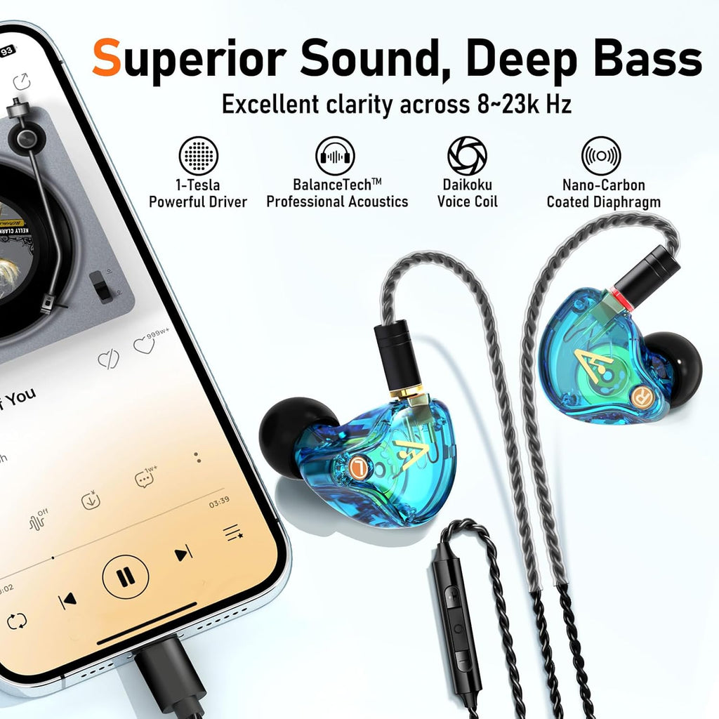 Vibes 202MC USB-C Wired Earbuds - HiFi in Ear Monitor Headphones - Noise Isolating Ear Buds w/ Mic - Clear Sound, Deep Bass & Comfort-Fit Earphones - MMCX to USBC, Silver Plated Cord, Carrying Case