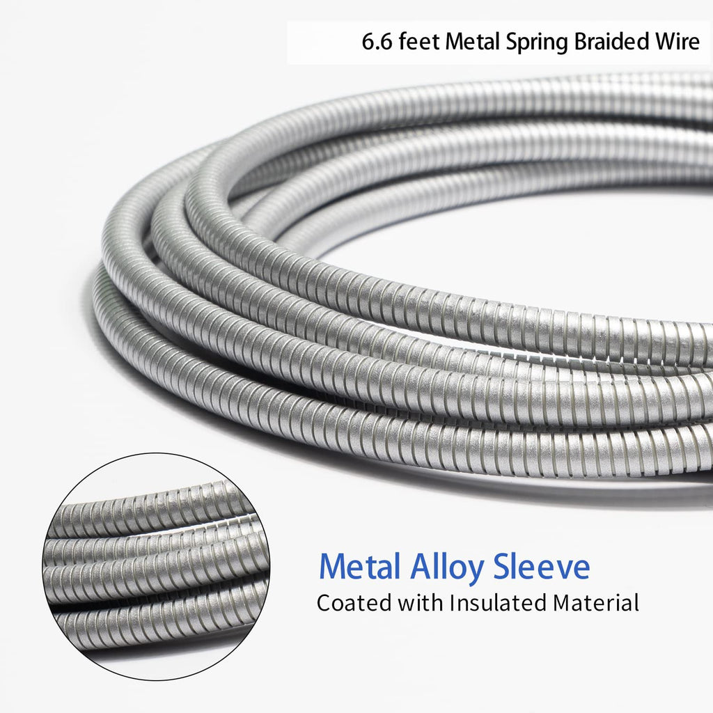 MFi Certified Charger Cable[2 Pack, 6.6 Feet] Metal Braided USB Cable with Insulation Coated Steel Jacket, Strong & Fast Charging Data Transfer Cord Compatible with iPhone/iPad