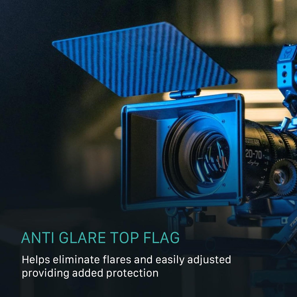 Tilta Mini Matte Box | 15mm Rod Adapter & 4 Lens Adapters | Lightweight | Filter Support | Top Flag | Dual Cold Shoe Mount | Designed for Mirrorless, DSLR | MB-T15