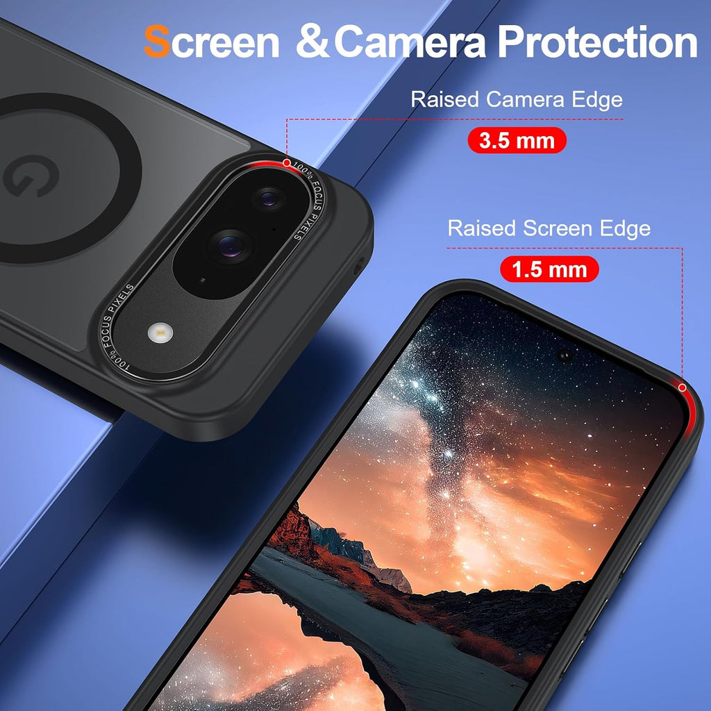 Magnetic for Google Pixel 10/Pixel 10 Pro Case, [Military Grade Drop Protection] [Compatible with MagSafe] Shockproof Slim Translucent Matte Anti-Slip for Women Girls Men Case, Black