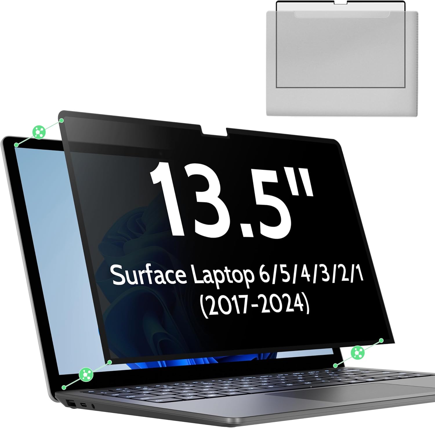 Nano 13.5 Inch Privacy Screen for Microsoft Surface Laptop 6/5/4/3/2/1, Removable Film Anti-Spy Filter Black Security Protector, Anti Glare Blue Light Shield Matte Screen Guard