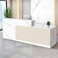 Reception Desk with Counter Modern Checkout Counter with Lockable Drawer Keyboard Tray Receptionist Desk for Office Salon Reception Table N Right 63inch/160cm