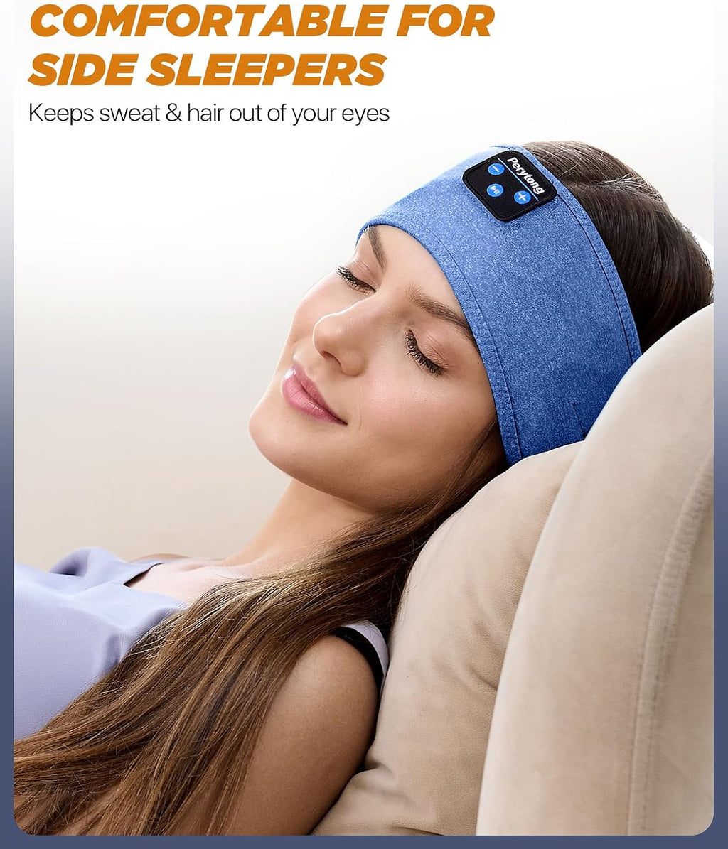 Perytong Bluetooth Headband Headphones, Sleep Headphones Bluetooth for Side Sleepers - Sleeping Headband with Thin Speaker Microphone Handsfree Gift Ideas for Women Men