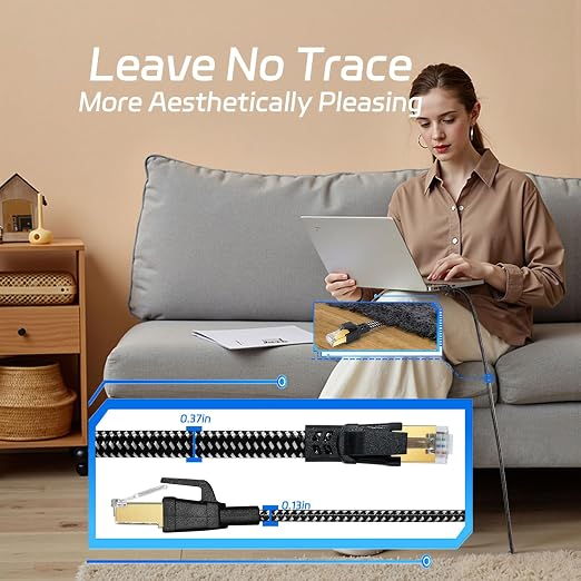 Cat 8 Ethernet Cable 40 FT, High-Speed Braided Internet Cable Network Cord - Image 4