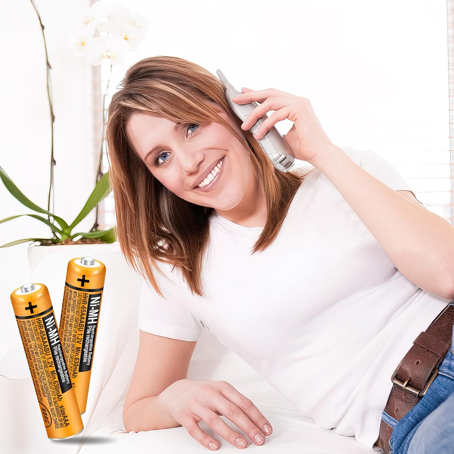 6 Pack HHR-65AAABU NI-MH Rechargeable Batteries 1.2V 630mAh AAA Battery for Panasonic Cordless Telephone Batteries