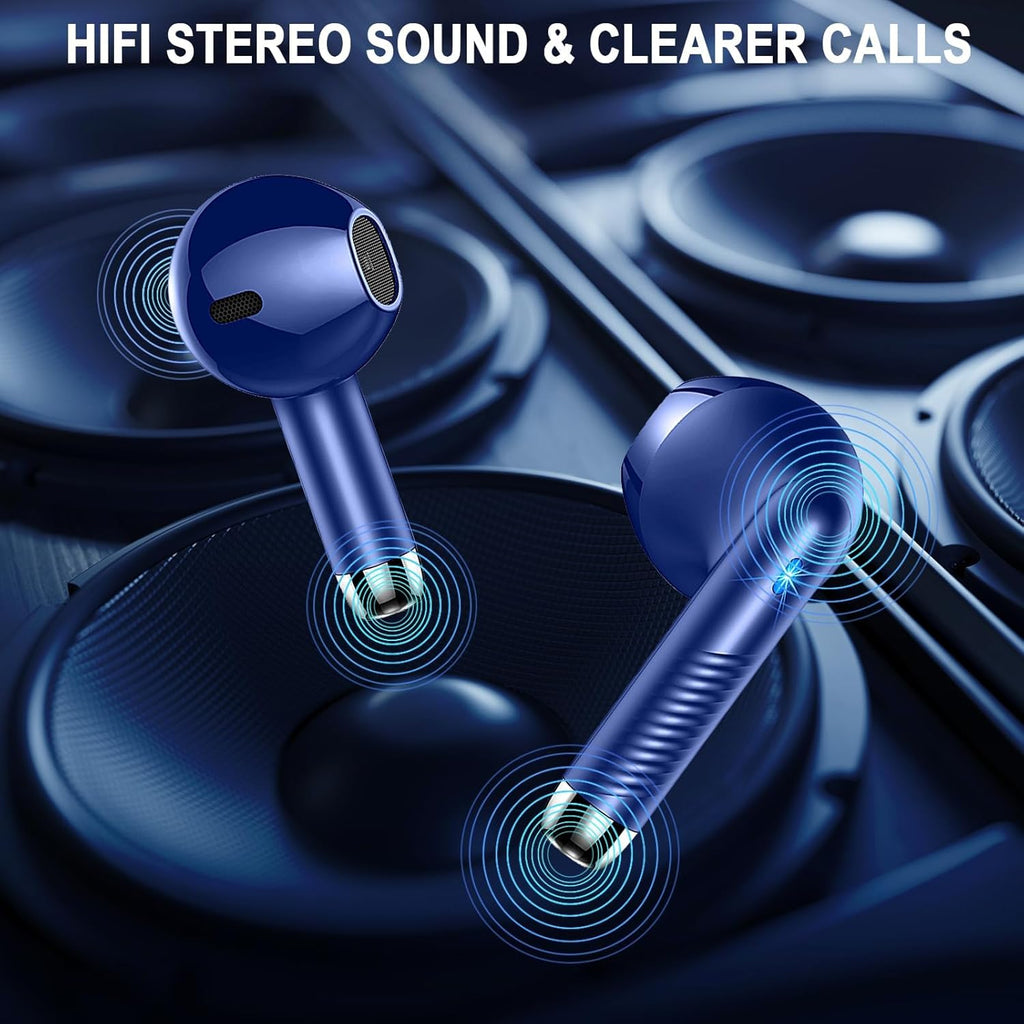 Wireless Earbuds, Bluetooth 5.4 Headphones LED Power Display Ear Buds Bass Stereo, Bluetooth Earbuds in-Ear Noise Cancelling Mic, 40H Playback Mini Case IP7 Waterproof Sports Earphones for Android iOS