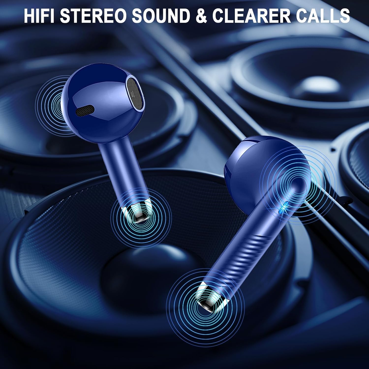 Wireless Earbuds, Bluetooth 5.4 Headphones LED Power Display Ear Buds Bass Stereo, Bluetooth Earbuds in-Ear Noise Cancelling Mic, 40H Playback Mini Case IP7 Waterproof Sports Earphones for Android iOS