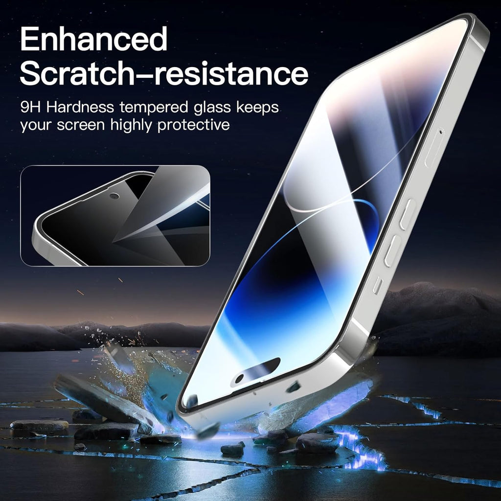 NEW'C 3 Pack Privacy for iPhone 14 Pro Screen Protector (6.1 inches), Anti-Spy Tempered Glass Film,Case Friendly Ultra Resistant, Balanced 28-Degree Privacy Angle - Easy installation tool included